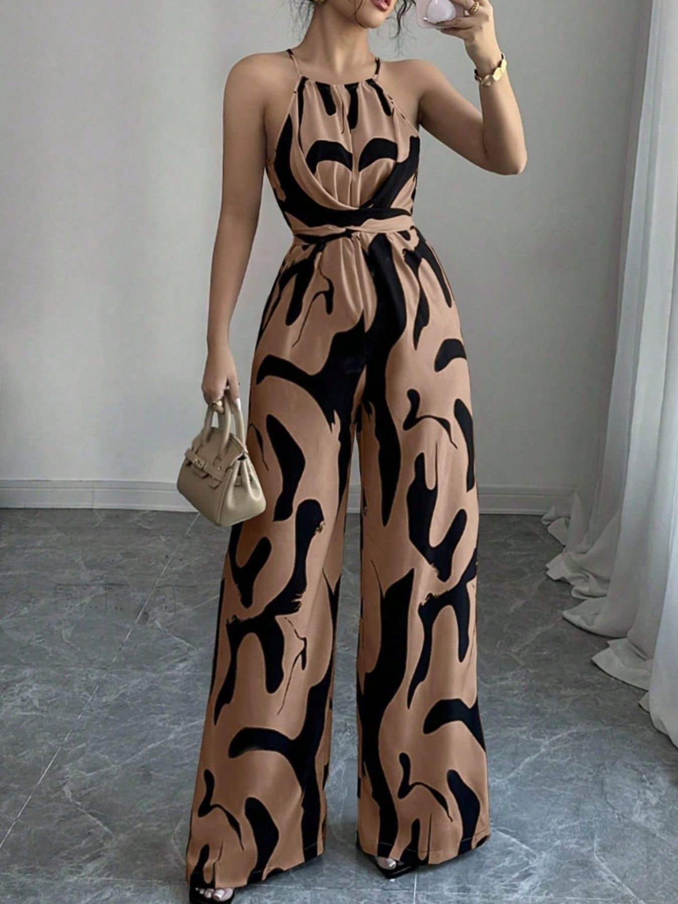 Abstract Print Sleeveless Wide Leg Jumpsuit - ꫀꪶꫀᧁꪖꪀᥴꫀ꠸ᠻꪗ~ 𝔈𝔪𝔟𝔯𝔞𝔠𝔢 𝔈𝔩𝔢𝔤𝔞𝔫𝔠𝔢