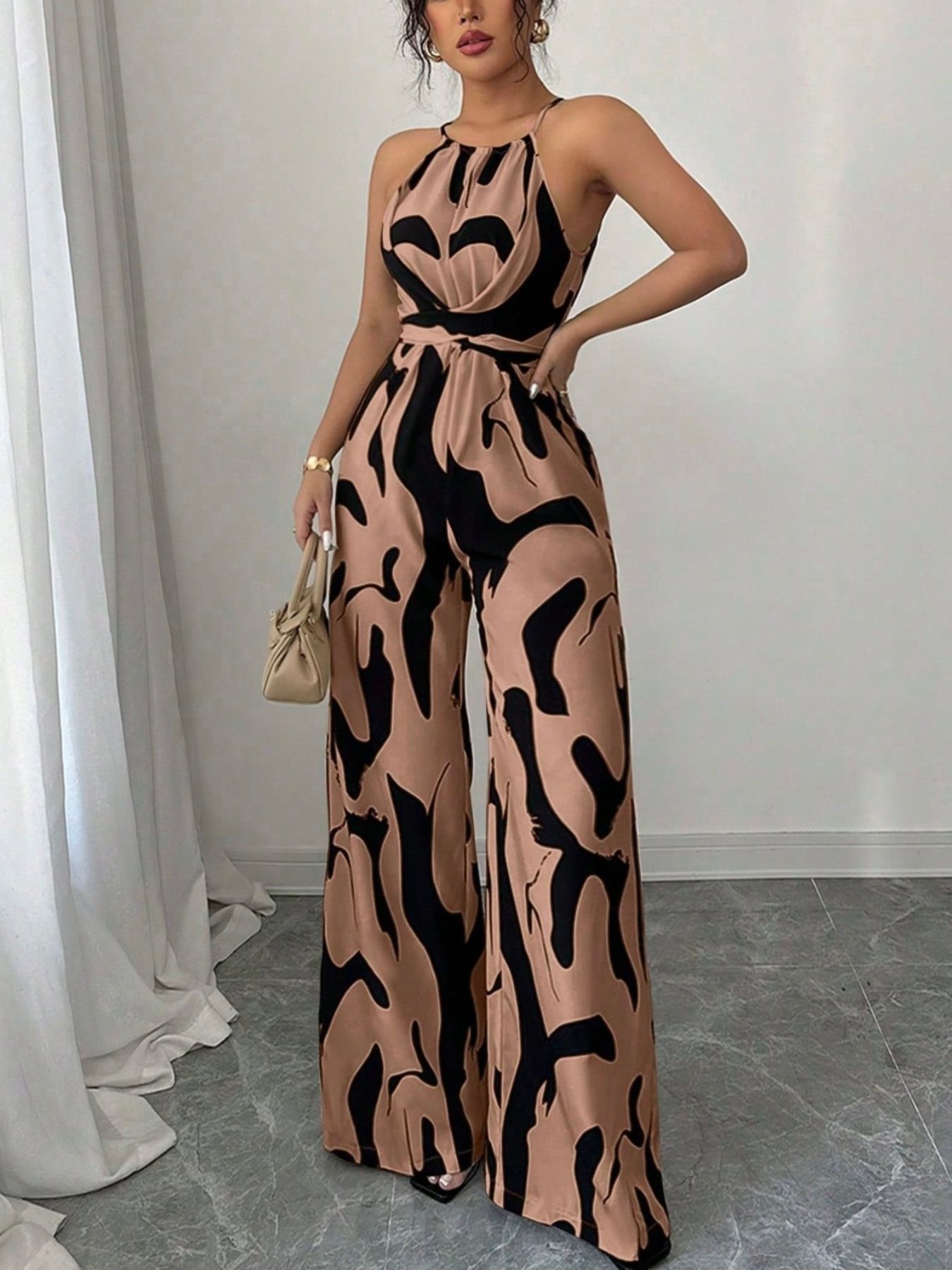 Abstract Print Sleeveless Wide Leg Jumpsuit - ꫀꪶꫀᧁꪖꪀᥴꫀ꠸ᠻꪗ~ 𝔈𝔪𝔟𝔯𝔞𝔠𝔢 𝔈𝔩𝔢𝔤𝔞𝔫𝔠𝔢