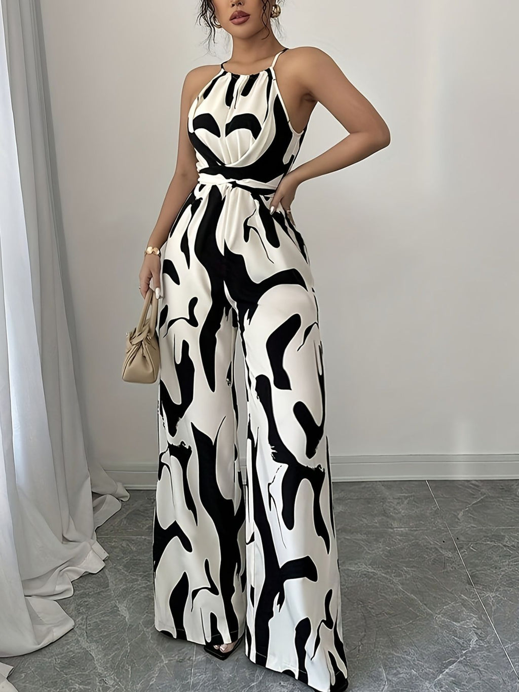 Abstract Print Sleeveless Wide Leg Jumpsuit - ꫀꪶꫀᧁꪖꪀᥴꫀ꠸ᠻꪗ~ 𝔈𝔪𝔟𝔯𝔞𝔠𝔢 𝔈𝔩𝔢𝔤𝔞𝔫𝔠𝔢