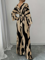 Abstract Print V-Neck Wide Leg Jumpsuit - ꫀꪶꫀᧁꪖꪀᥴꫀ꠸ᠻꪗ~ 𝔈𝔪𝔟𝔯𝔞𝔠𝔢 𝔈𝔩𝔢𝔤𝔞𝔫𝔠𝔢