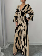 Abstract Print V-Neck Wide Leg Jumpsuit - ꫀꪶꫀᧁꪖꪀᥴꫀ꠸ᠻꪗ~ 𝔈𝔪𝔟𝔯𝔞𝔠𝔢 𝔈𝔩𝔢𝔤𝔞𝔫𝔠𝔢