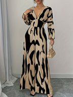 Abstract Print V-Neck Wide Leg Jumpsuit - ꫀꪶꫀᧁꪖꪀᥴꫀ꠸ᠻꪗ~ 𝔈𝔪𝔟𝔯𝔞𝔠𝔢 𝔈𝔩𝔢𝔤𝔞𝔫𝔠𝔢