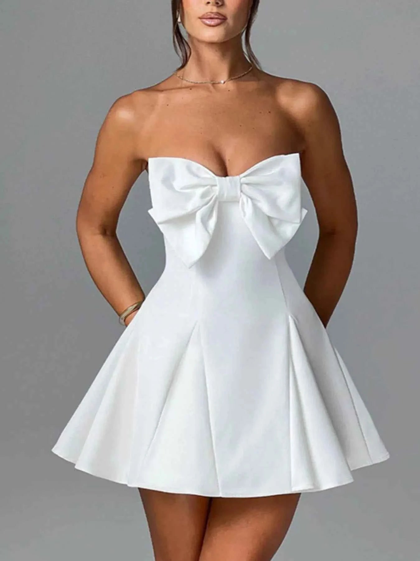 Stylish Bow Tube A-Line : Mini Dress