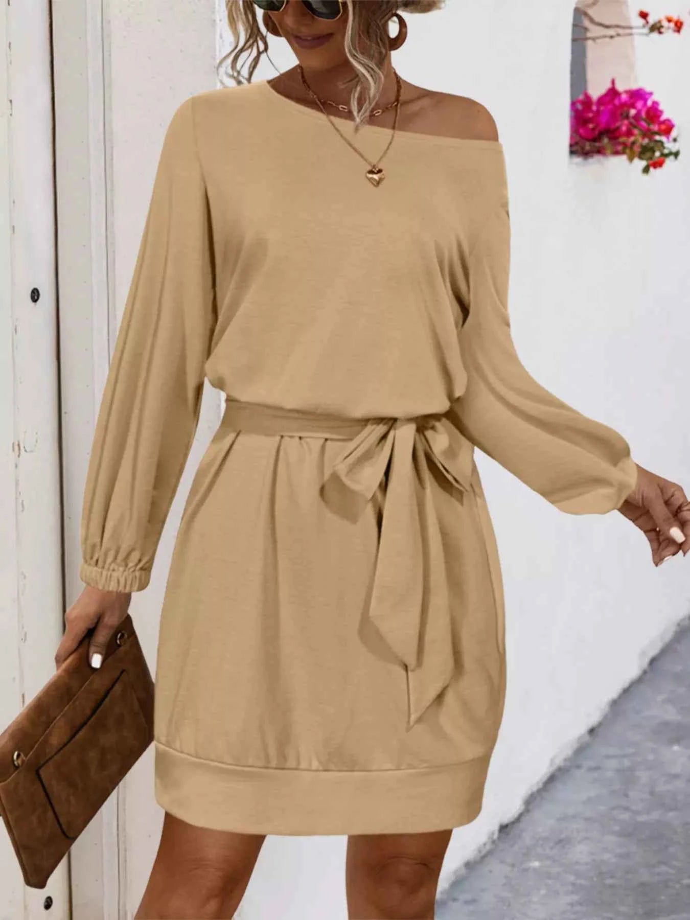 One Shoulder Tie : Waist Dress