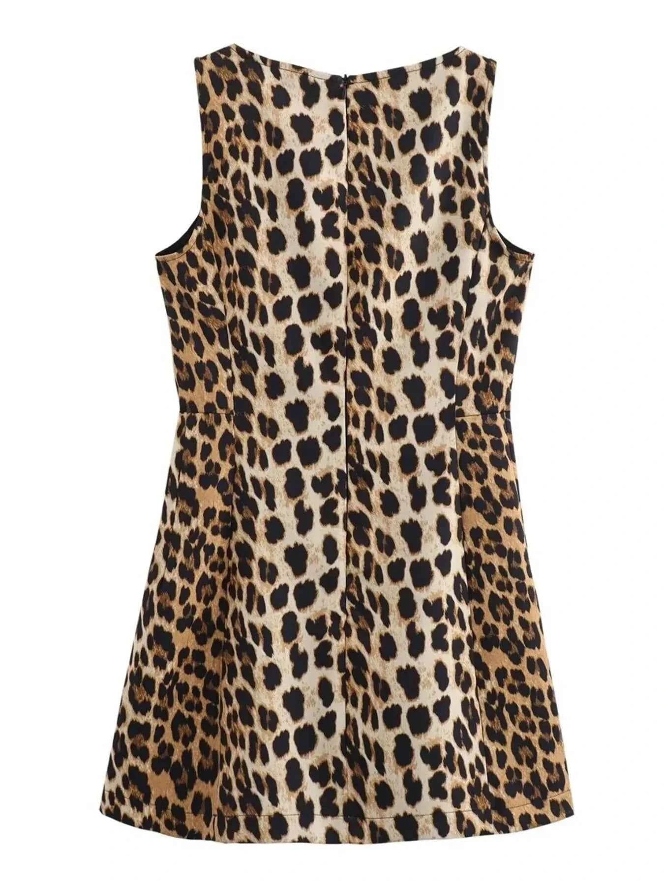 Leopard Print Sleeveless : Mini Dress