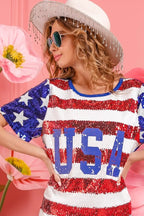 American Flag Theme USA Print Sequin Dress - ꫀꪶꫀᧁꪖꪀᥴꫀ꠸ᠻꪗ~ 𝔈𝔪𝔟𝔯𝔞𝔠𝔢 𝔈𝔩𝔢𝔤𝔞𝔫𝔠𝔢