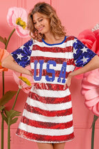 American Flag Theme USA Print Sequin Dress - ꫀꪶꫀᧁꪖꪀᥴꫀ꠸ᠻꪗ~ 𝔈𝔪𝔟𝔯𝔞𝔠𝔢 𝔈𝔩𝔢𝔤𝔞𝔫𝔠𝔢