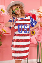 American Flag Theme USA Print Sequin Dress - ꫀꪶꫀᧁꪖꪀᥴꫀ꠸ᠻꪗ~ 𝔈𝔪𝔟𝔯𝔞𝔠𝔢 𝔈𝔩𝔢𝔤𝔞𝔫𝔠𝔢