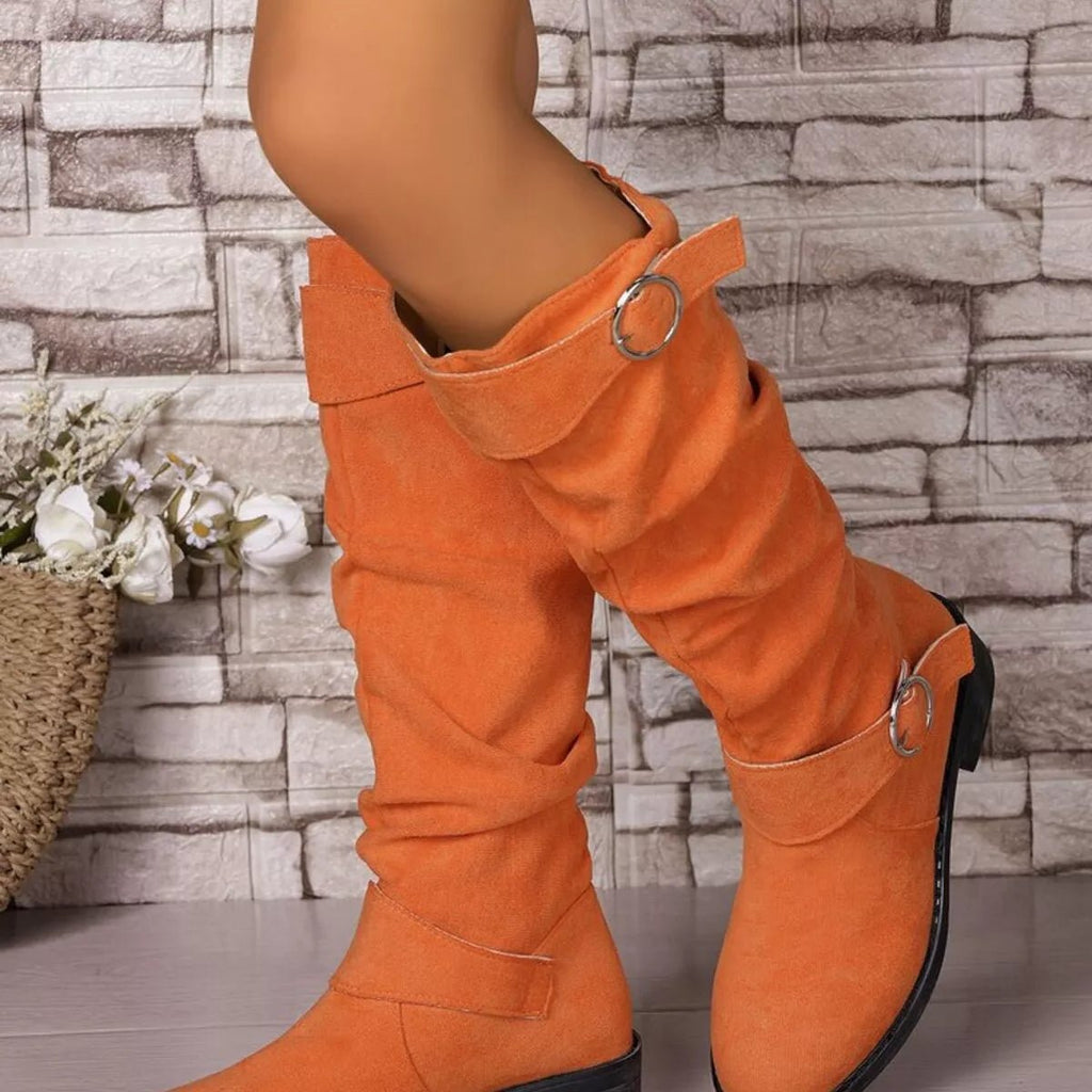 Block Heel Boots with Buckle Detail - ꫀꪶꫀᧁꪖꪀᥴꫀ꠸ᠻꪗ~ 𝔈𝔪𝔟𝔯𝔞𝔠𝔢 𝔈𝔩𝔢𝔤𝔞𝔫𝔠𝔢