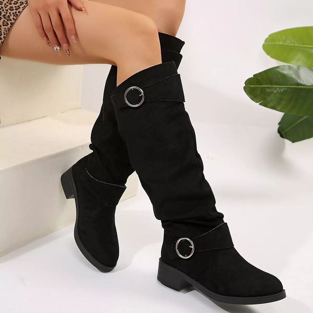 Block Heel Boots with Buckle Detail - ꫀꪶꫀᧁꪖꪀᥴꫀ꠸ᠻꪗ~ 𝔈𝔪𝔟𝔯𝔞𝔠𝔢 𝔈𝔩𝔢𝔤𝔞𝔫𝔠𝔢