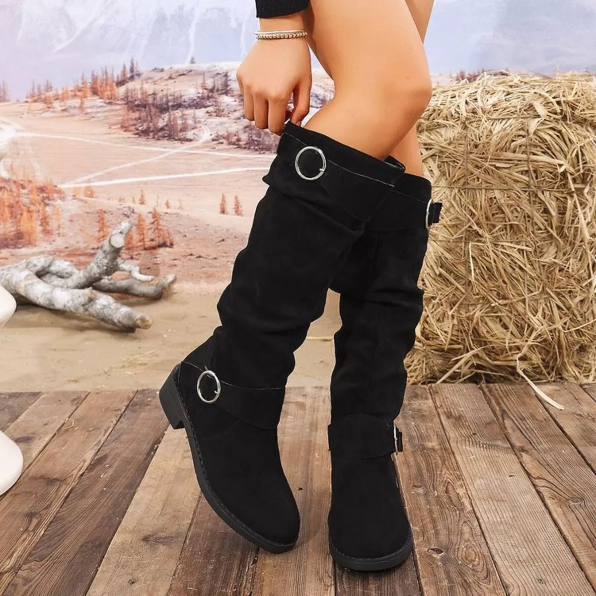 Block Heel Boots with Buckle Detail - ꫀꪶꫀᧁꪖꪀᥴꫀ꠸ᠻꪗ~ 𝔈𝔪𝔟𝔯𝔞𝔠𝔢 𝔈𝔩𝔢𝔤𝔞𝔫𝔠𝔢