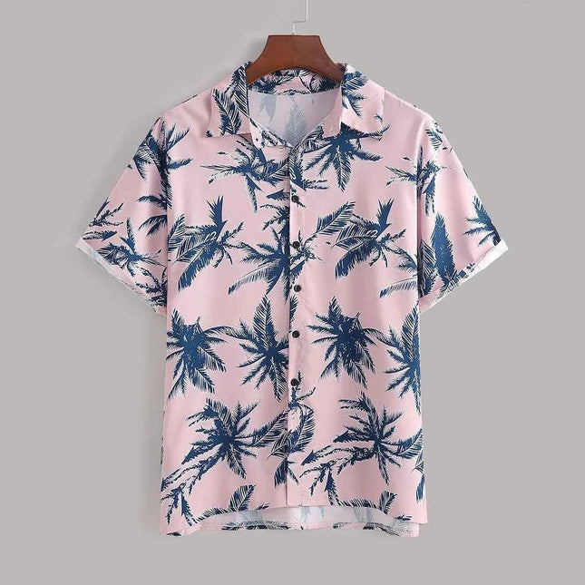 Men's Full Size Tropical Print Hawaiian Style Top and Shorts Set Plus Size