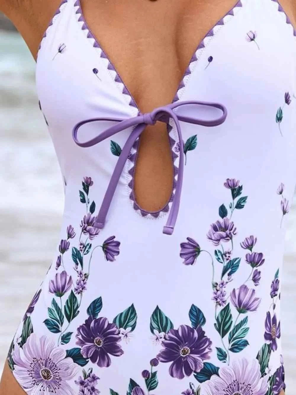 Printed Spaghetti Strap One-Piece Swimwear : Cover Up Swim Set