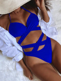 Fashion Crisscross Halter Neck Bikini Set - ꫀꪶꫀᧁꪖꪀᥴꫀ꠸ᠻꪗ~ 𝔈𝔪𝔟𝔯𝔞𝔠𝔢 𝔈𝔩𝔢𝔤𝔞𝔫𝔠𝔢
