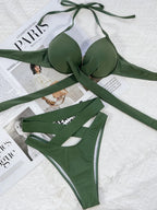 Fashion Crisscross Halter Neck Bikini Set - ꫀꪶꫀᧁꪖꪀᥴꫀ꠸ᠻꪗ~ 𝔈𝔪𝔟𝔯𝔞𝔠𝔢 𝔈𝔩𝔢𝔤𝔞𝔫𝔠𝔢