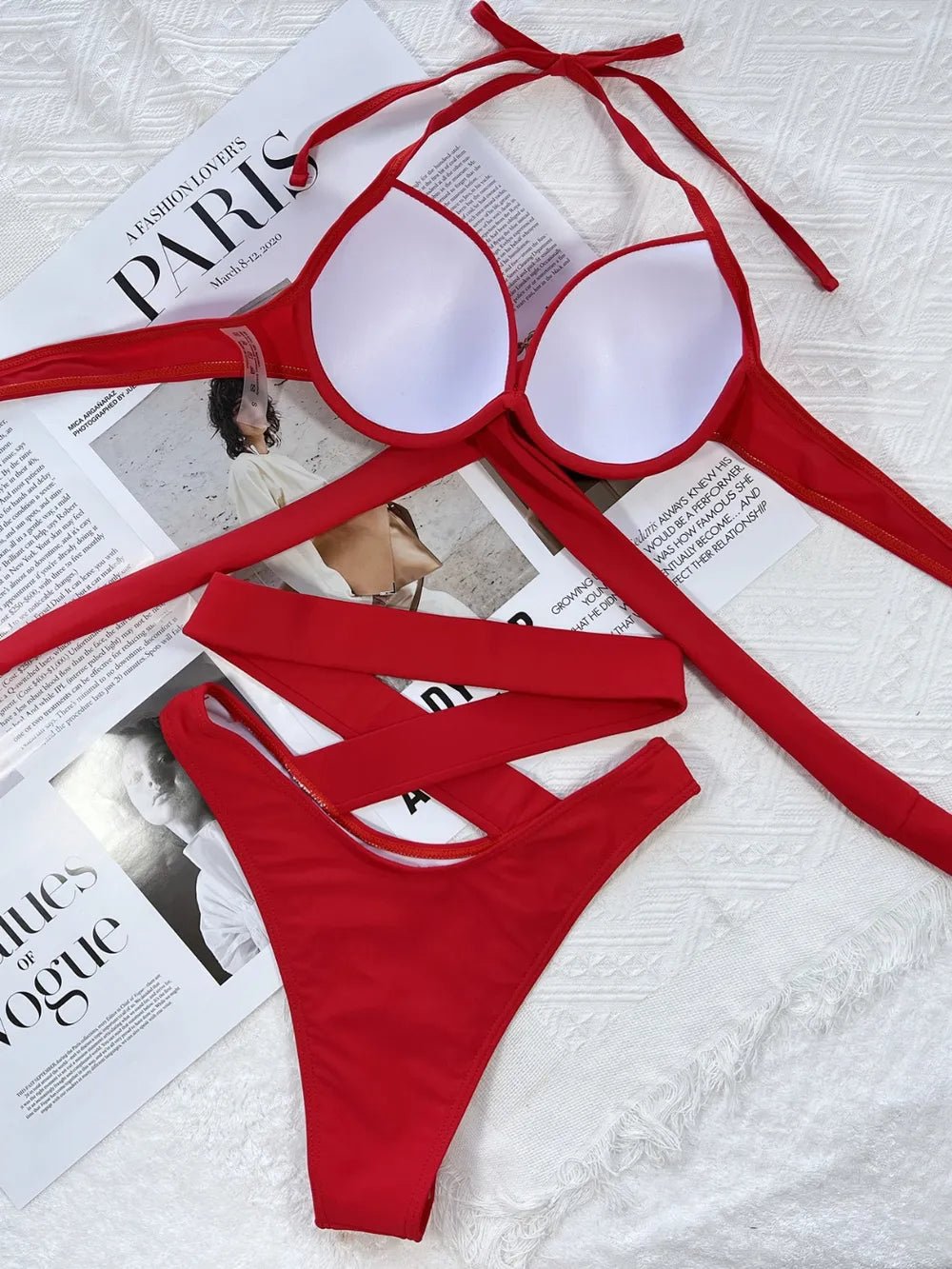 Fashion Crisscross Halter Neck Bikini Set - ꫀꪶꫀᧁꪖꪀᥴꫀ꠸ᠻꪗ~ 𝔈𝔪𝔟𝔯𝔞𝔠𝔢 𝔈𝔩𝔢𝔤𝔞𝔫𝔠𝔢