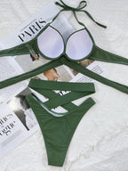 Fashion Crisscross Halter Neck Bikini Set - ꫀꪶꫀᧁꪖꪀᥴꫀ꠸ᠻꪗ~ 𝔈𝔪𝔟𝔯𝔞𝔠𝔢 𝔈𝔩𝔢𝔤𝔞𝔫𝔠𝔢