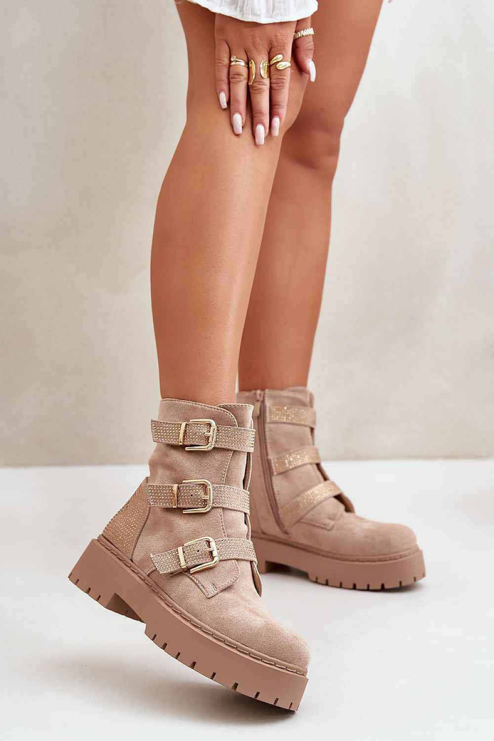 Stylish Elegant Beige Ankle Boots