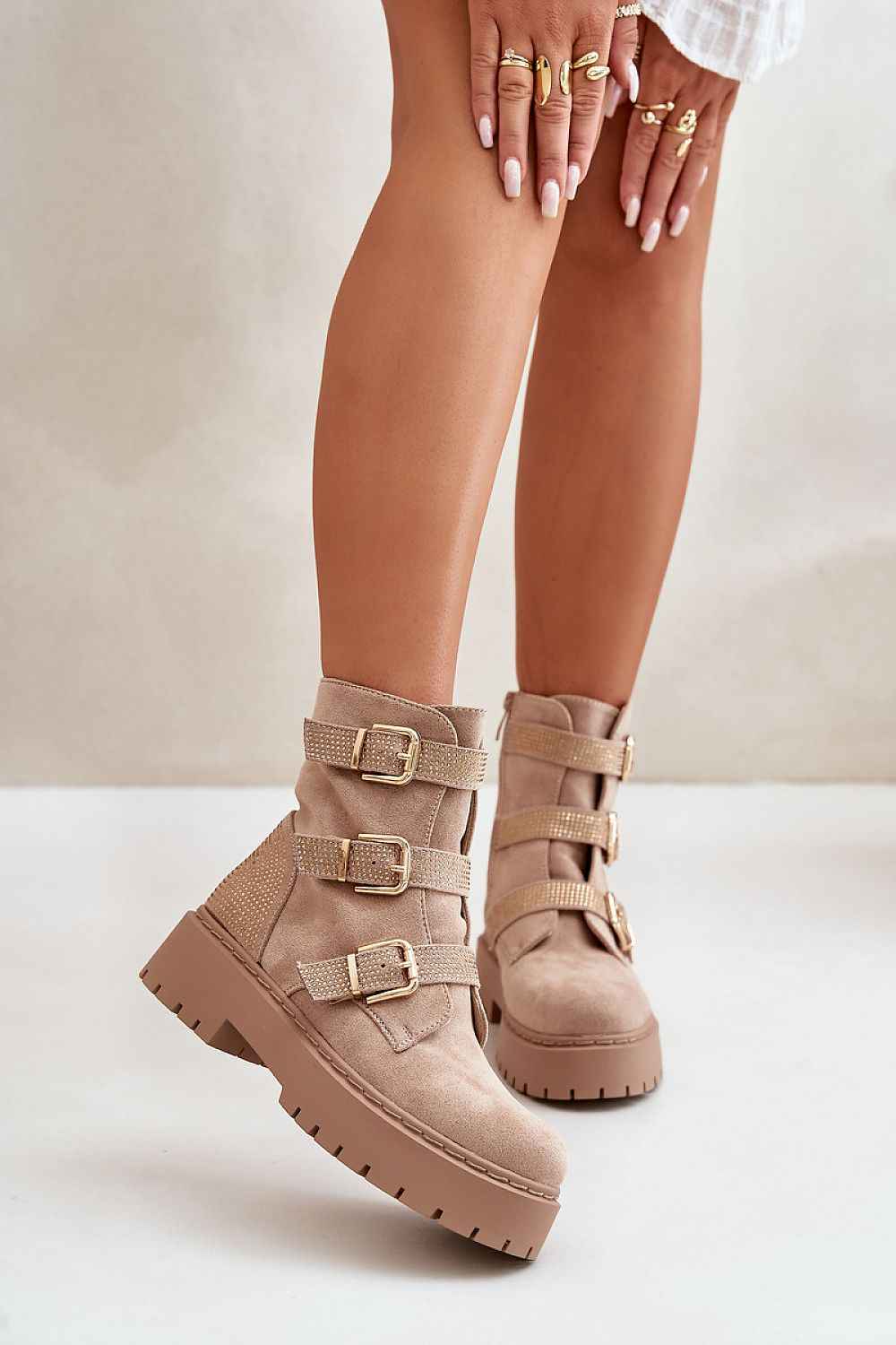 Stylish Elegant Beige Ankle Boots