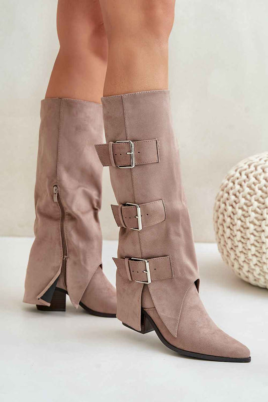 Stylish Over The Knee Buckle Boot