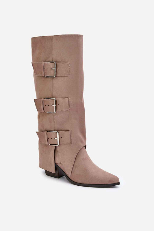 Stylish Over The Knee Buckle Boot