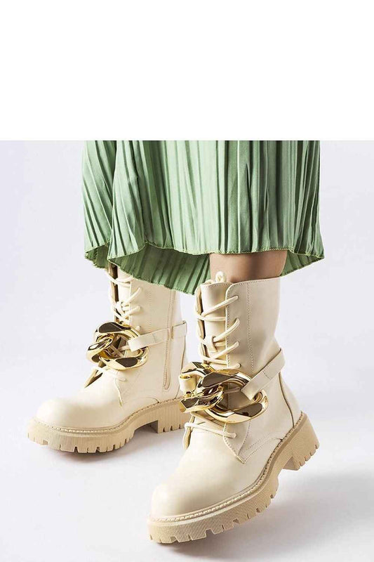 Lace-Up Ankle Boots With Chain Detail