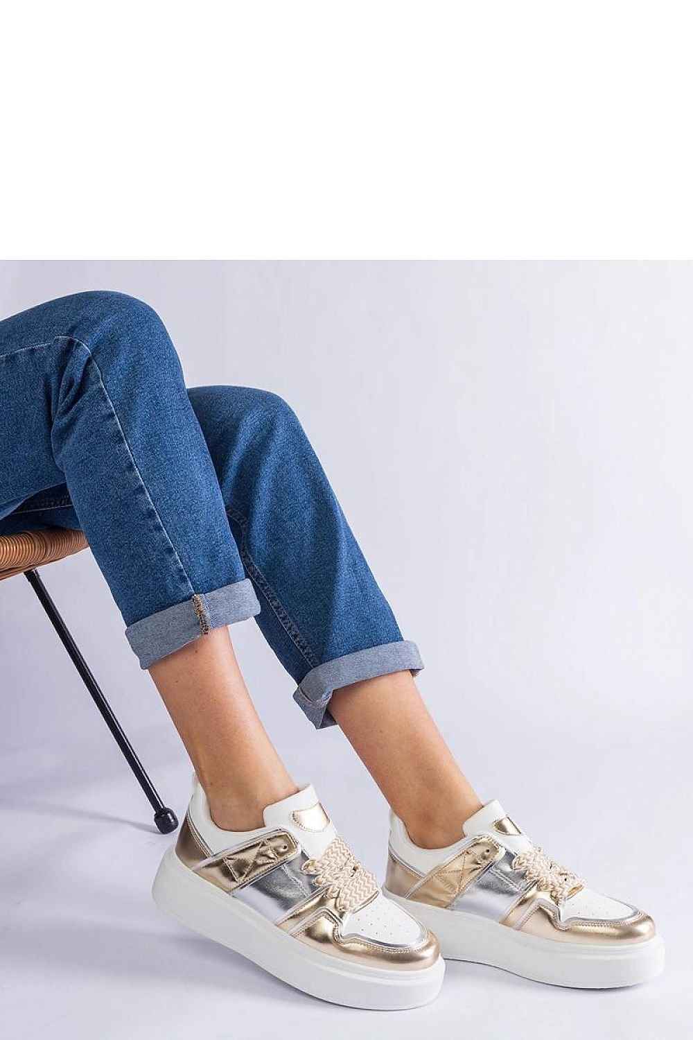 White/Gold High-Quality Platform Sneakers