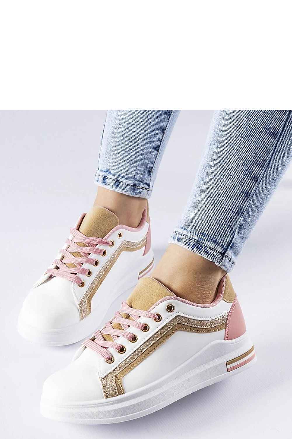 Stylish White and Pink Sneakers