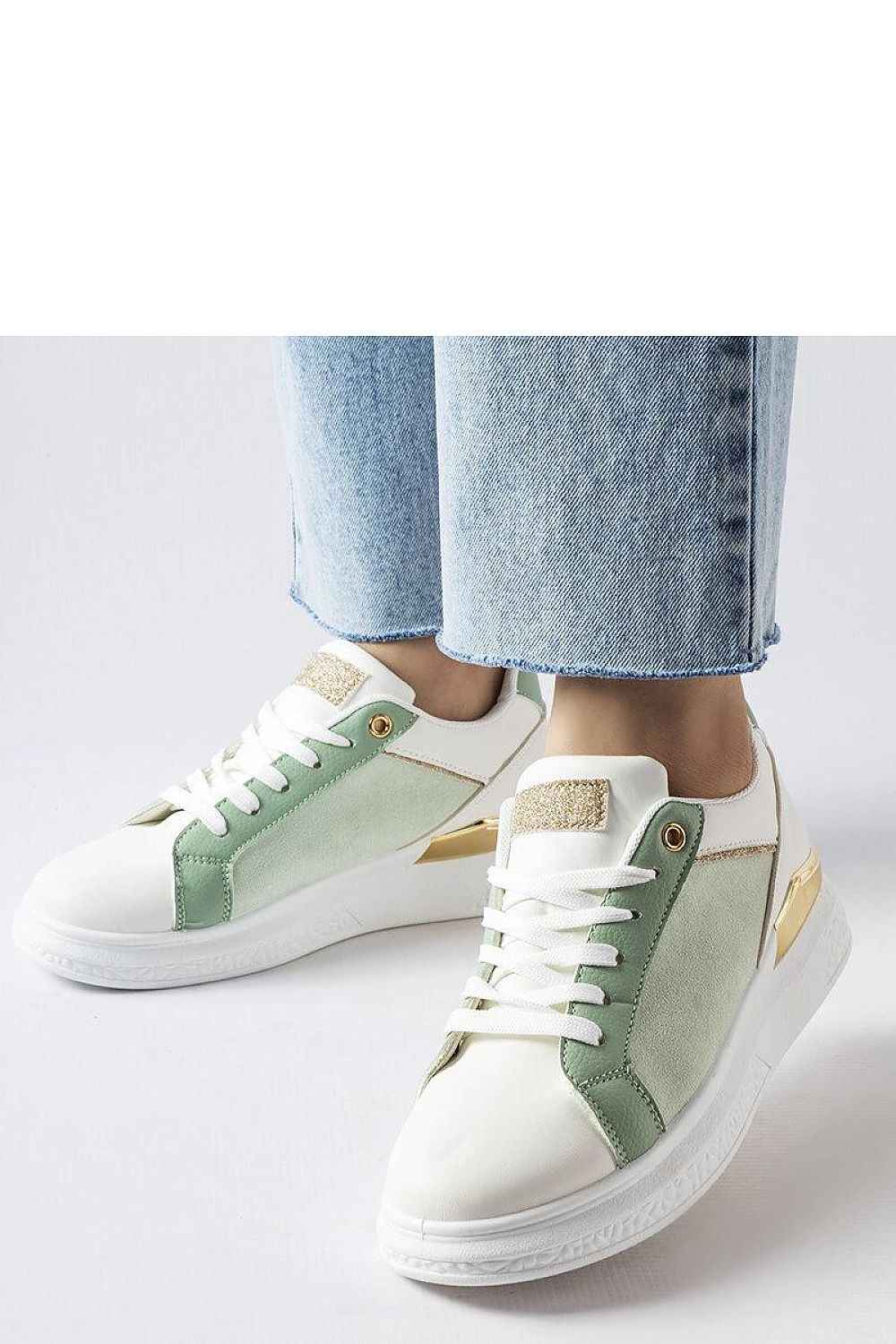 Stylish White and Green Sneakers