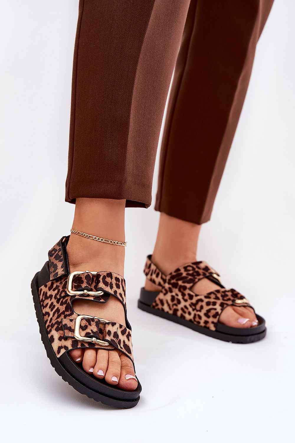 Elegant Tiger Print Platform Sandals