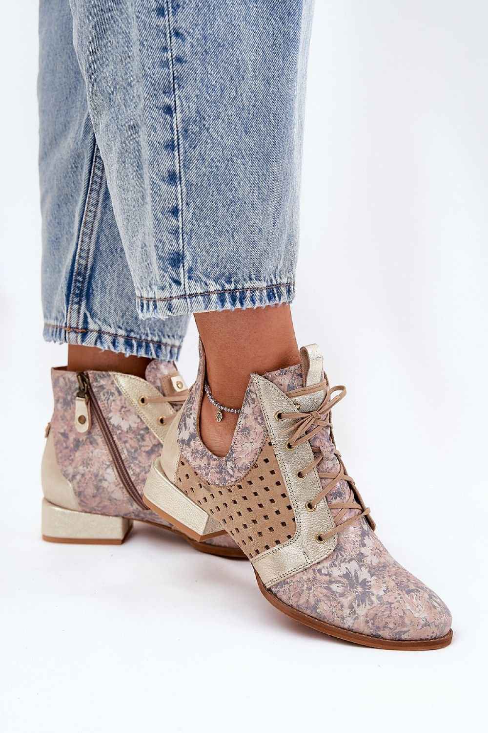 Elegant Floral Print Ankle Boots