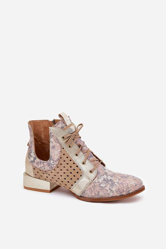 Elegant Floral Print Ankle Boots