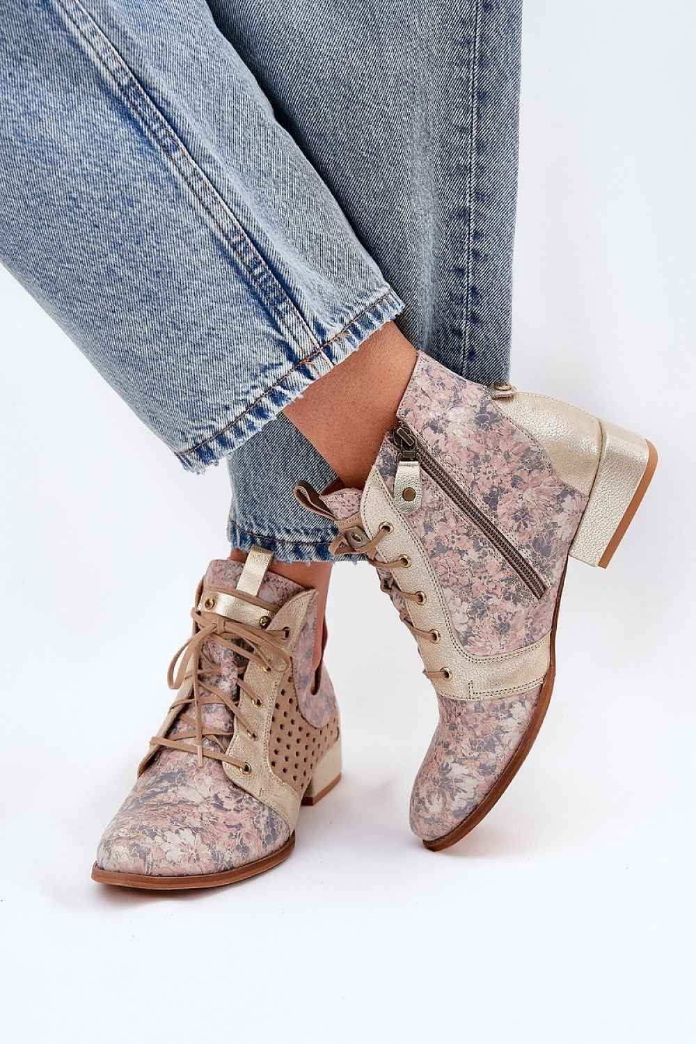 Elegant Floral Print Ankle Boots