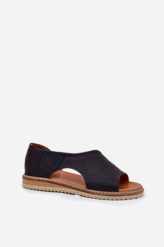 Elegant Natural: Leather Slide Sandals