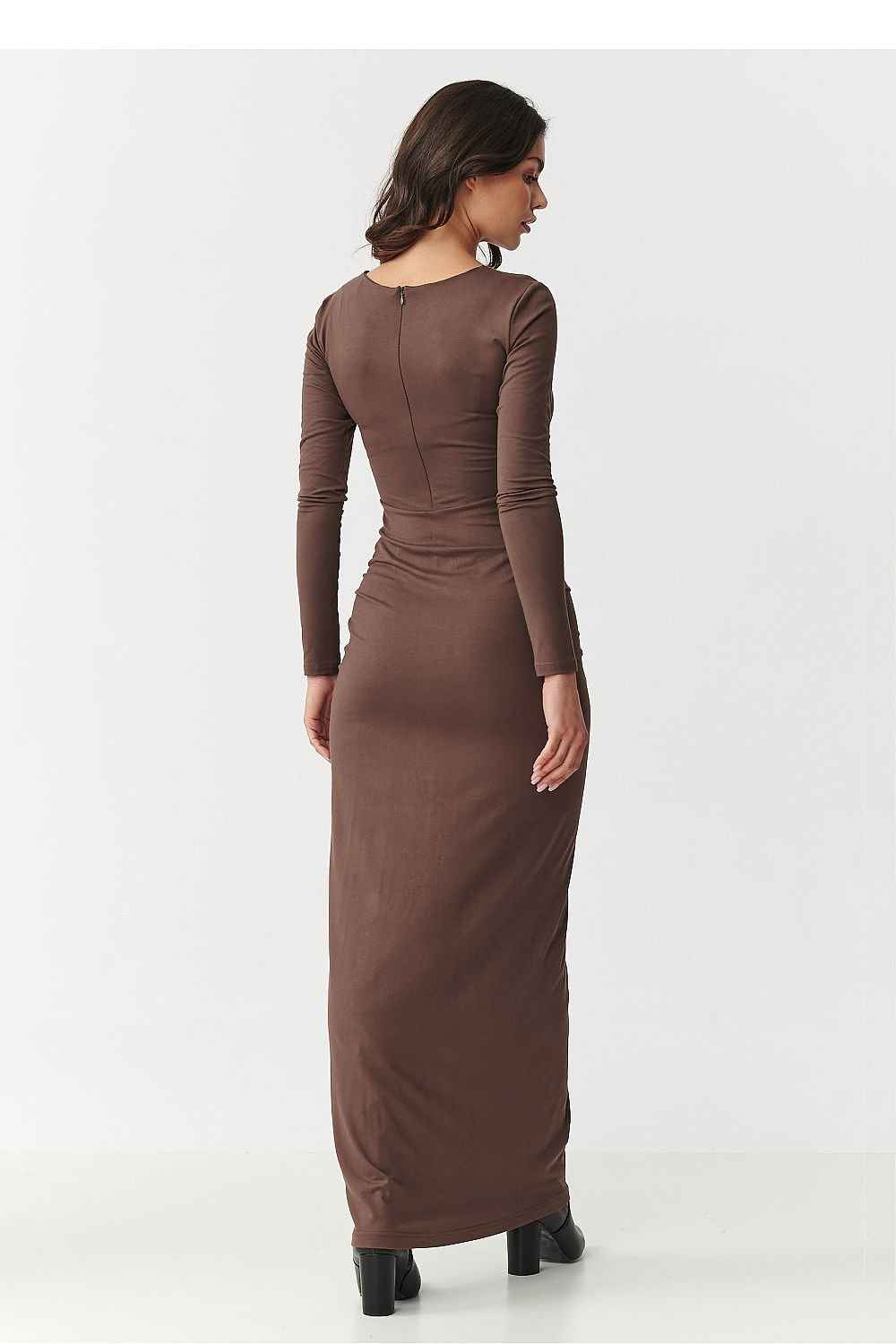 Elegant Ruched Long Sleeve Maxi Dress