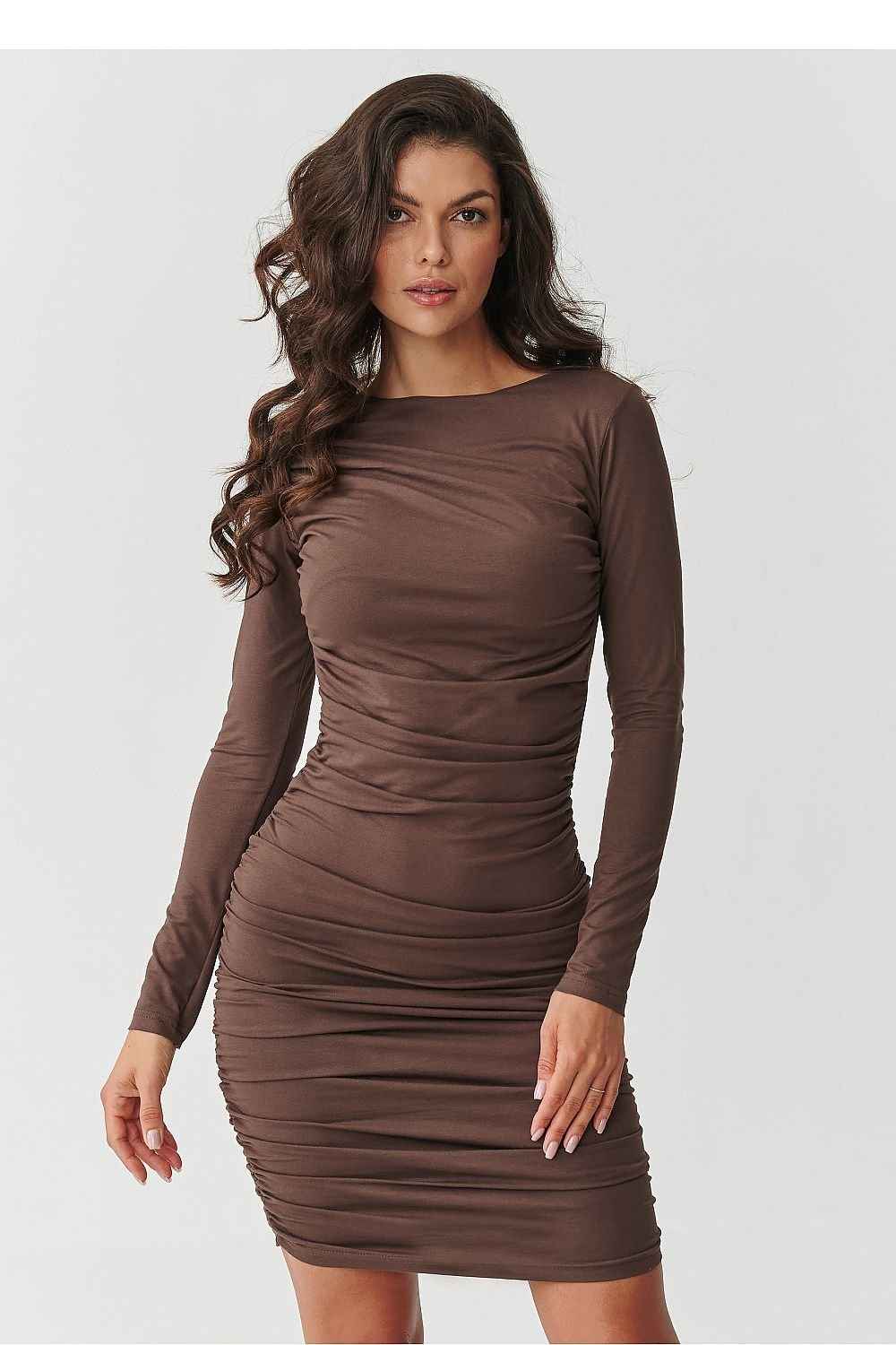 Elegant Ruched Mini Long Sleeve Dress