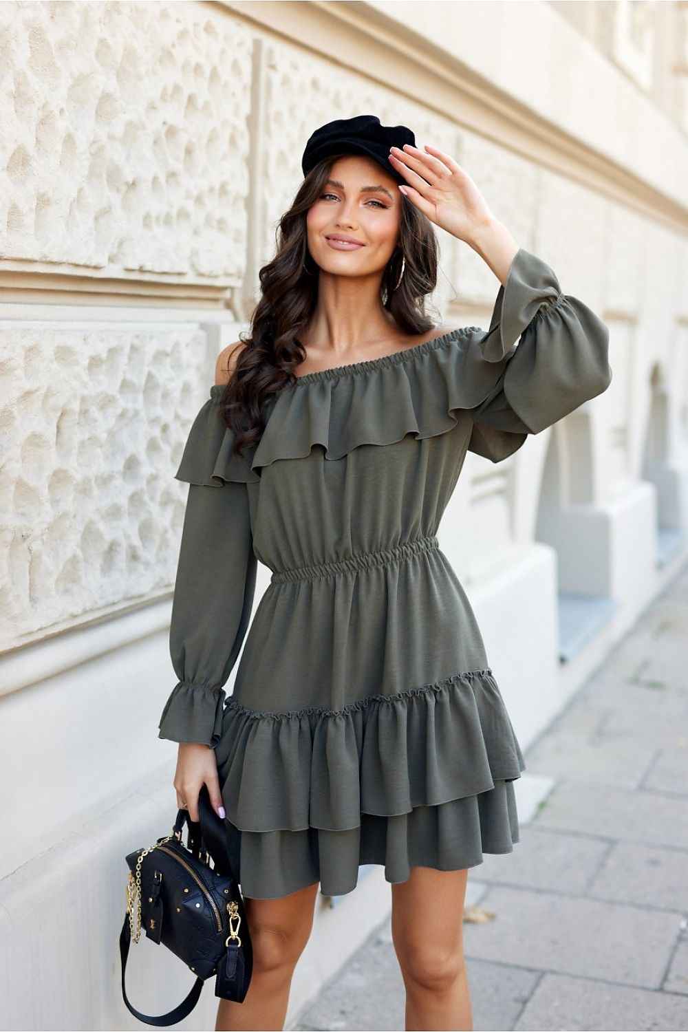 Elegant Spanish Cut Ruffle Dress