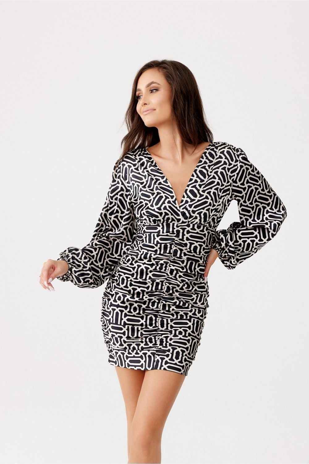 Geometric Fitted Print Mini Dress