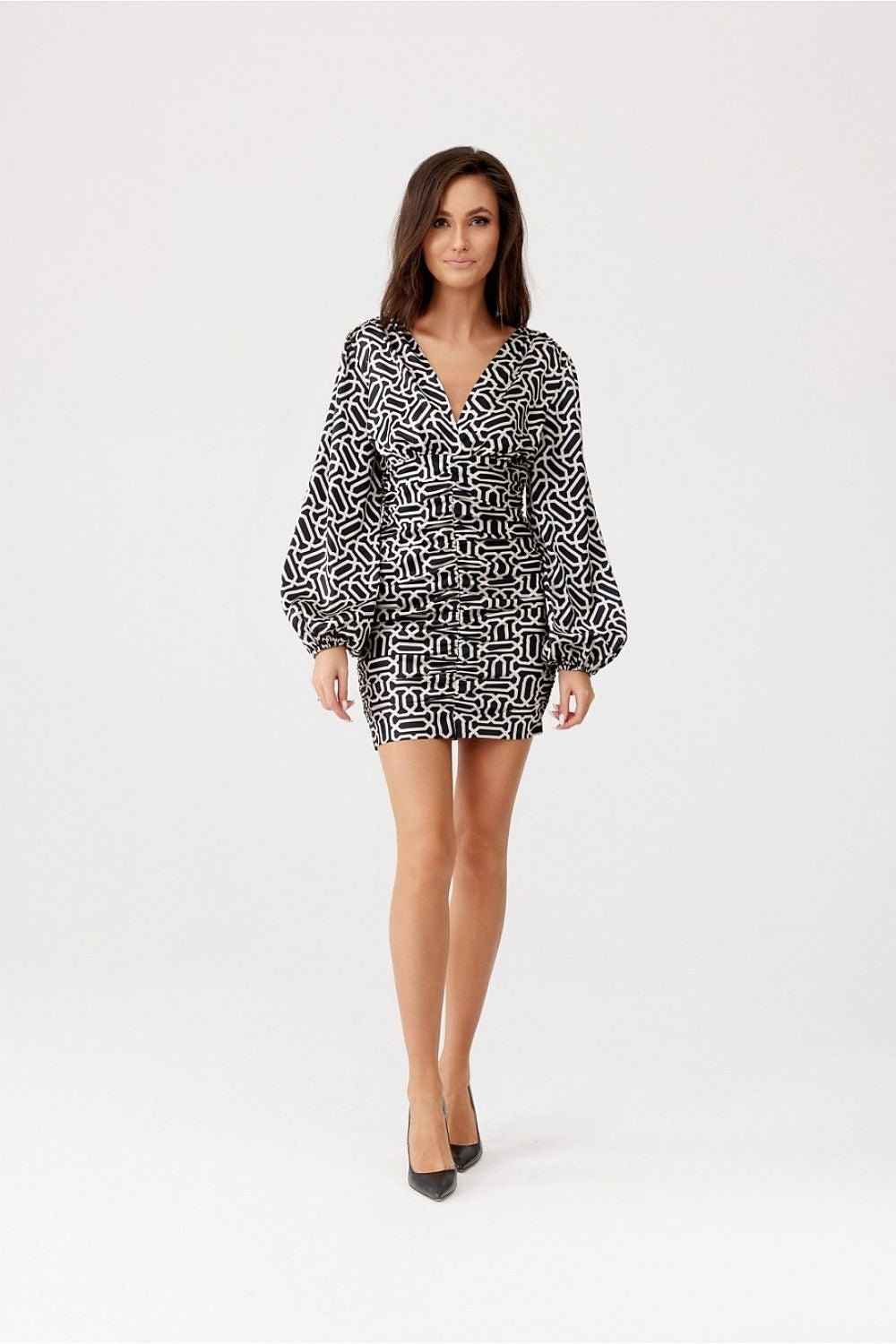 Geometric Fitted Print Mini Dress