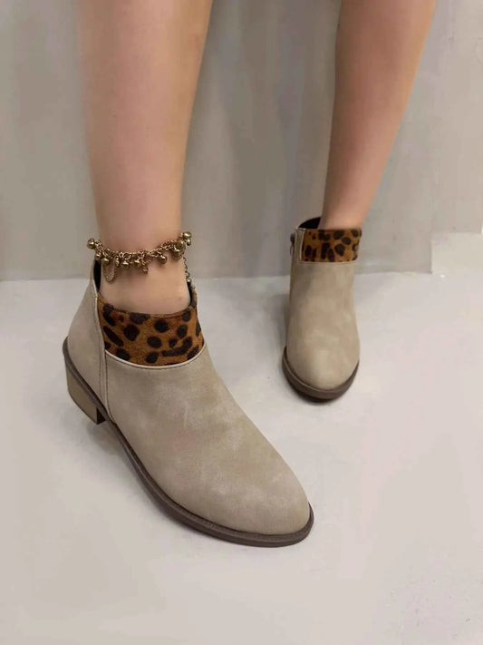 Leopard Block : Heels Boots
