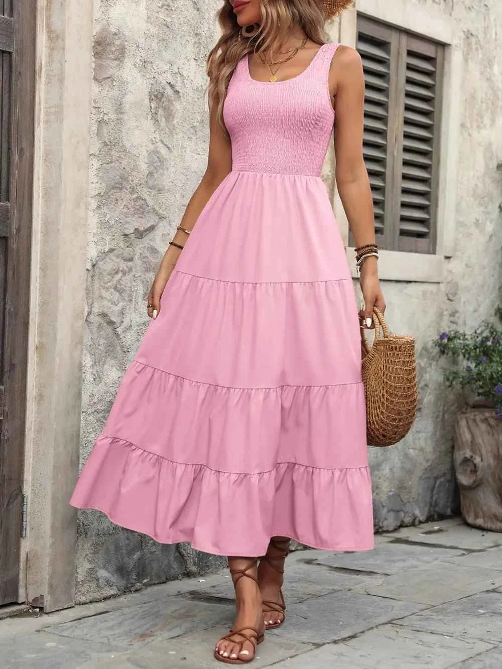 Ivy Lane Smocked Scoop : Neck Sleeveless Tank Dress