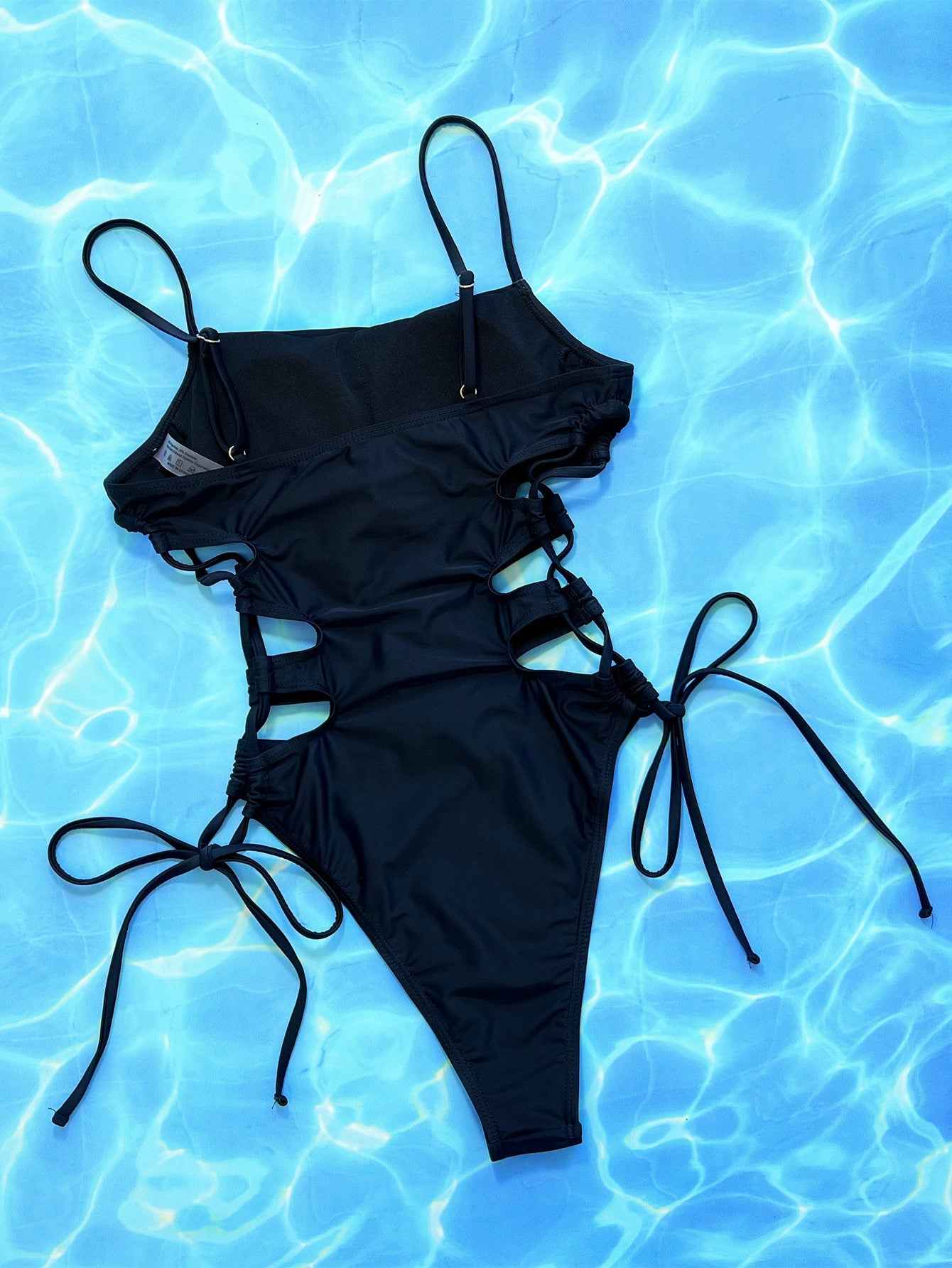 Cutout Lace-Up Spaghetti Strap : One-Piece Swimsuit
