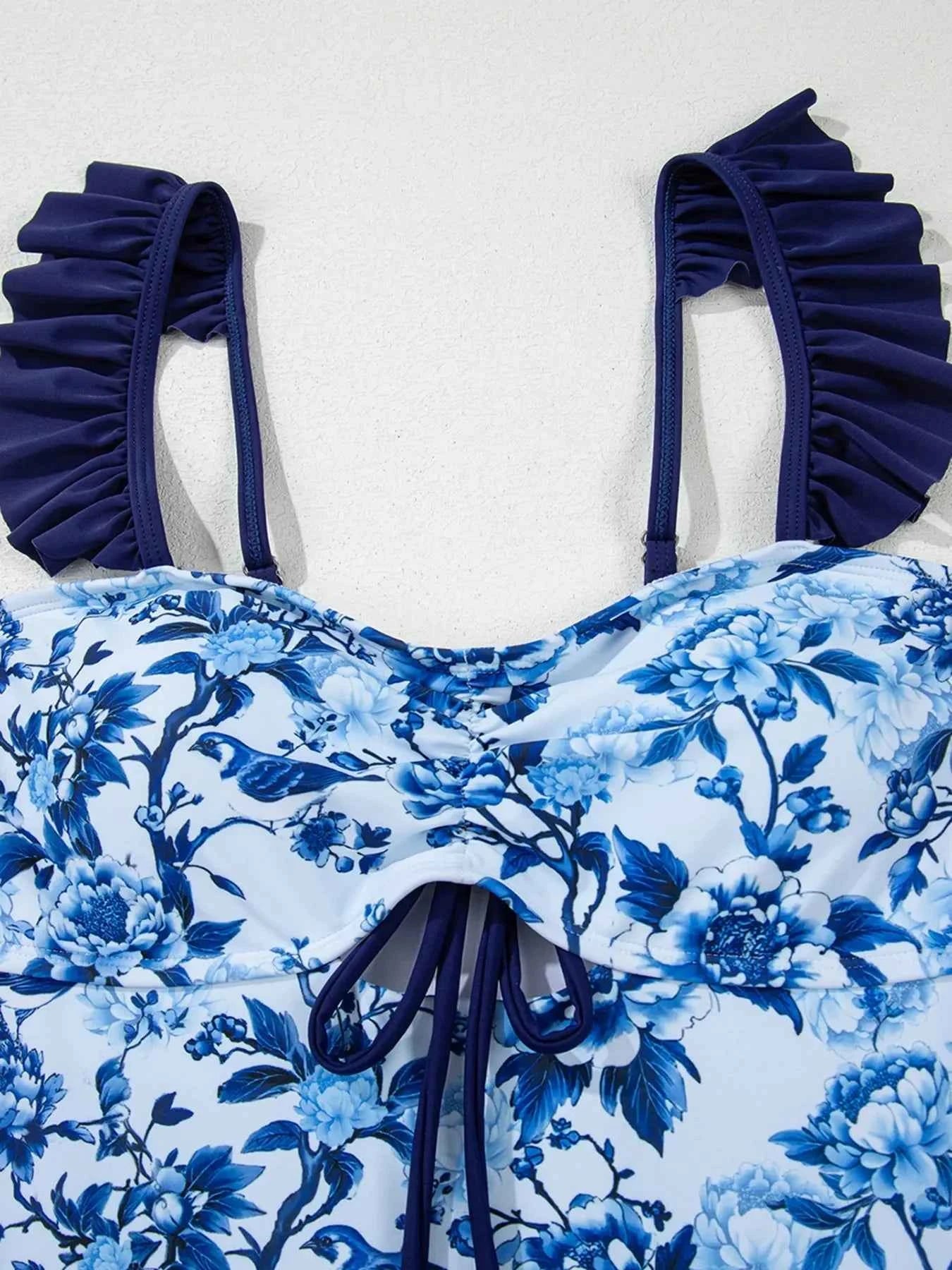 Cutout Ruffled Spaghetti : Strap One-Piece Swimwear