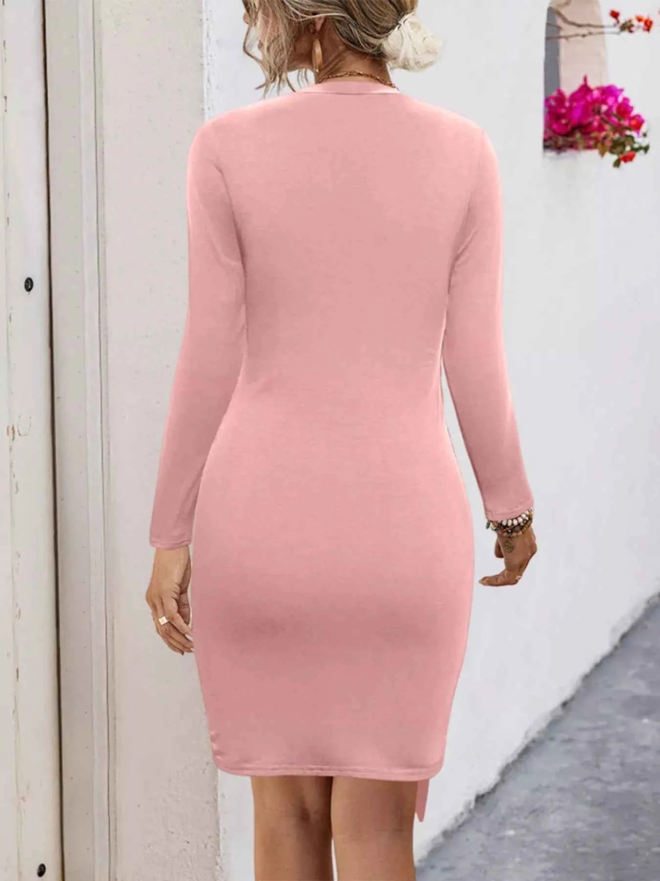 Round Neck Long Sleeve : Bodycon Dress