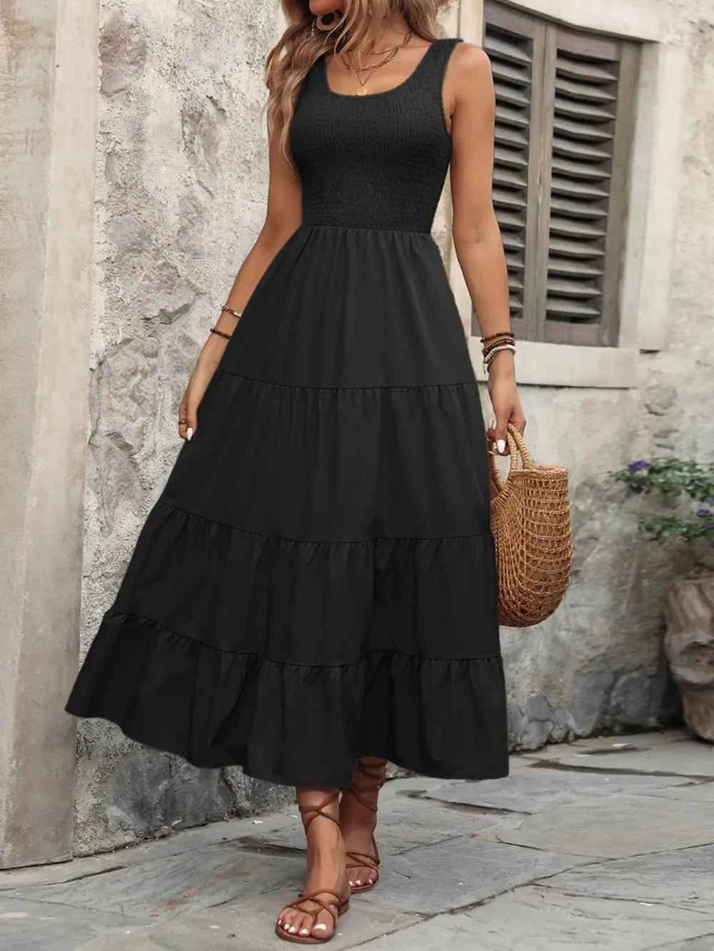 Ivy Lane Smocked Scoop : Neck Sleeveless Tank Dress