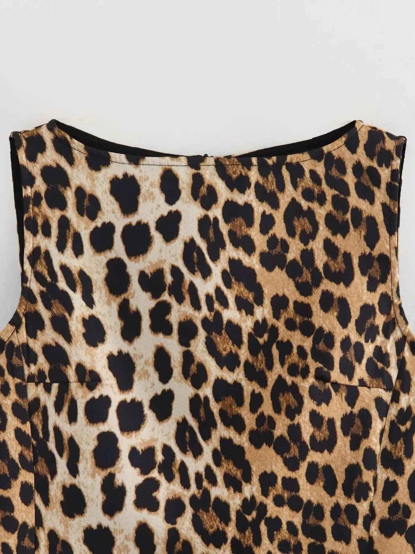 Leopard Print Sleeveless : Mini Dress