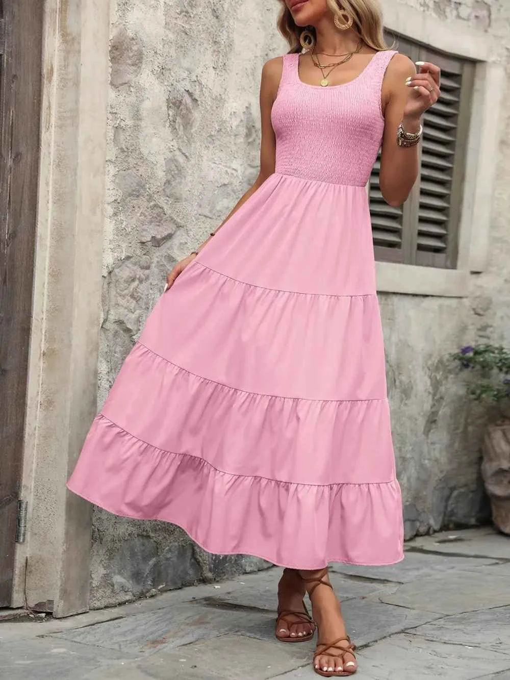 Ivy Lane Smocked Scoop : Neck Sleeveless Tank Dress