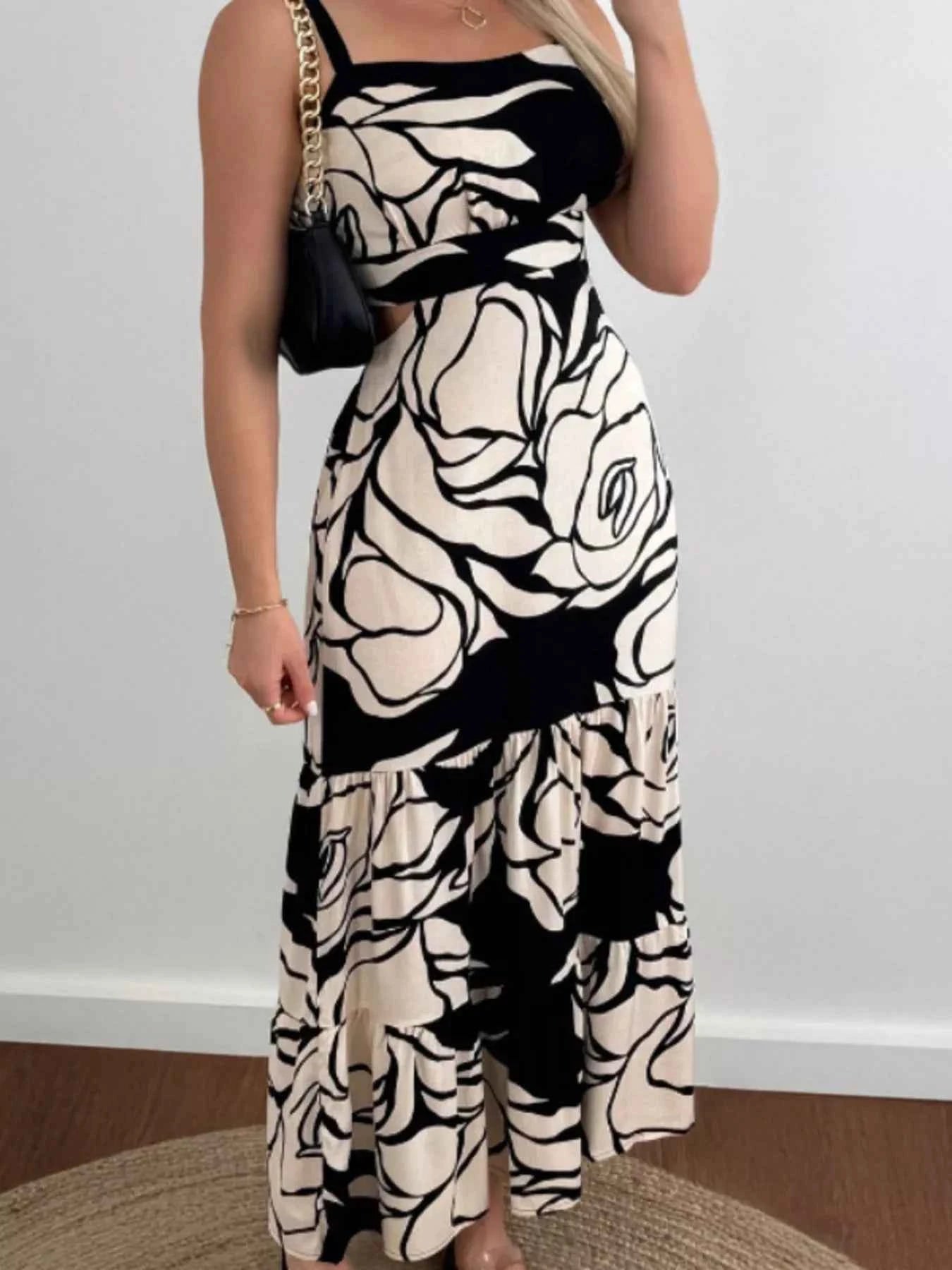 Cutout Back Printed : Cami Dress