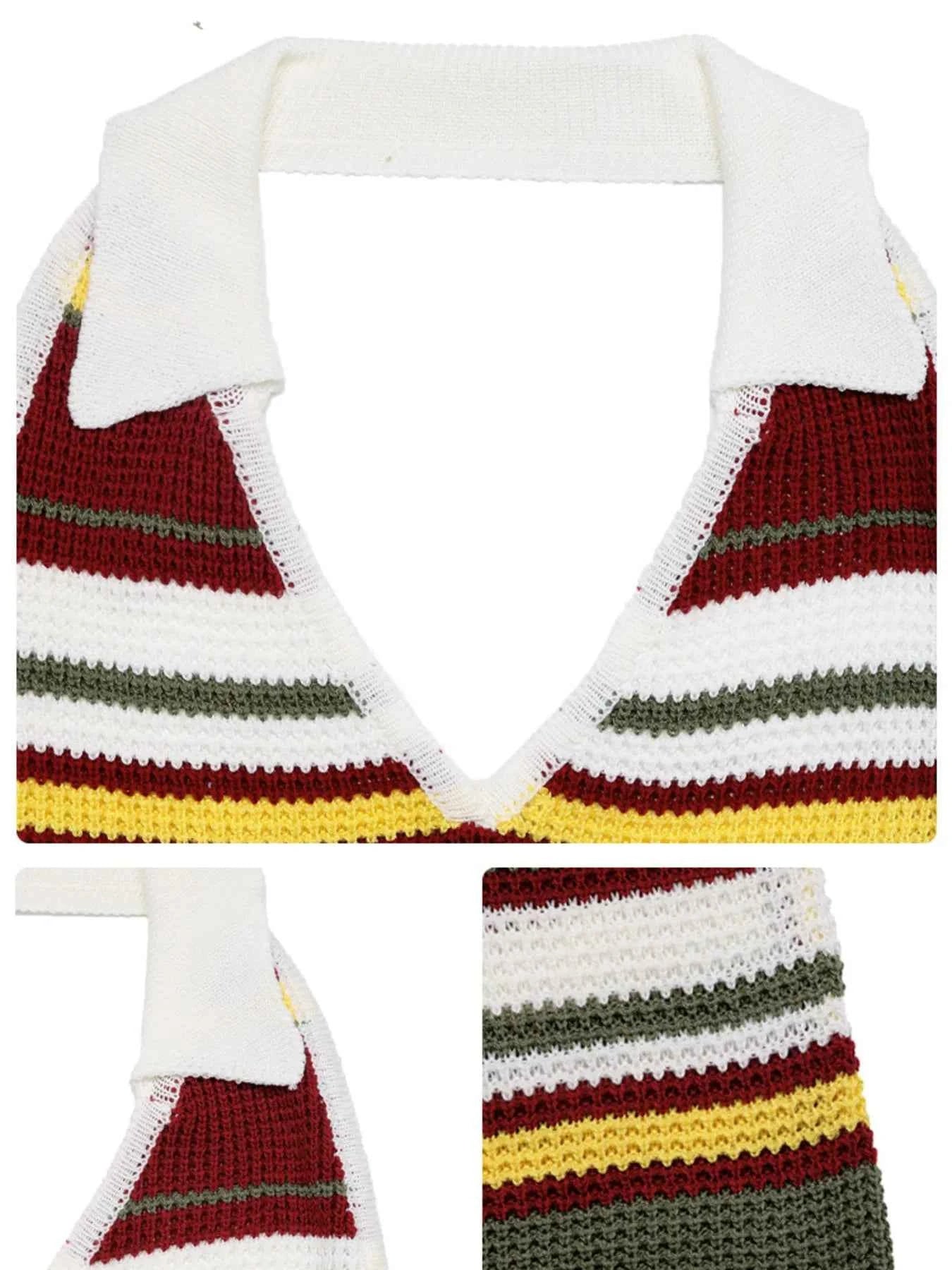 Multi-Color Striped Halter Neck : Knit Sweater Dress