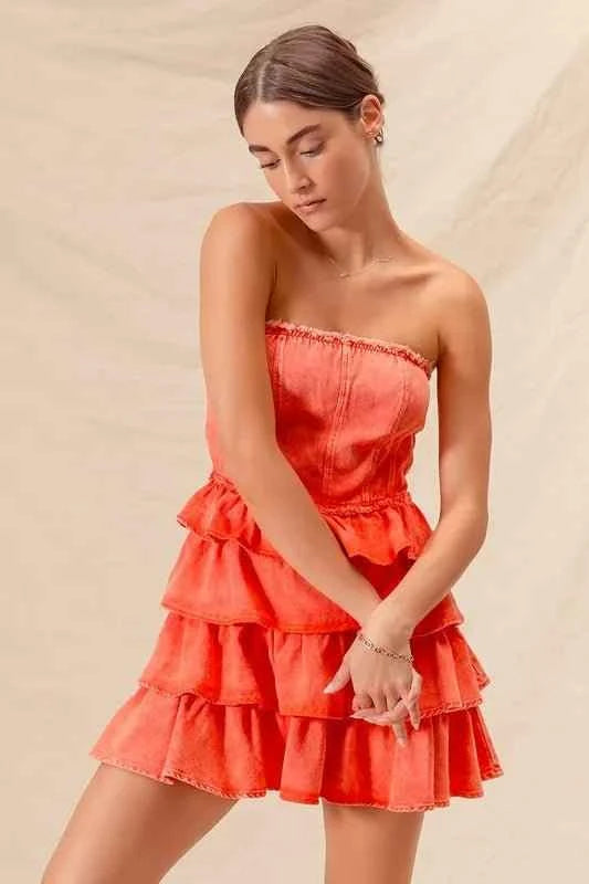 Strapless Ruffle Layered : Game Day Cheer Up Dress